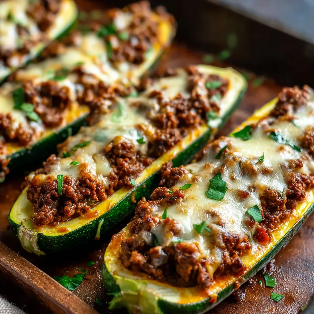 EASY GROUND BEEF ZUCCHINI BOATS