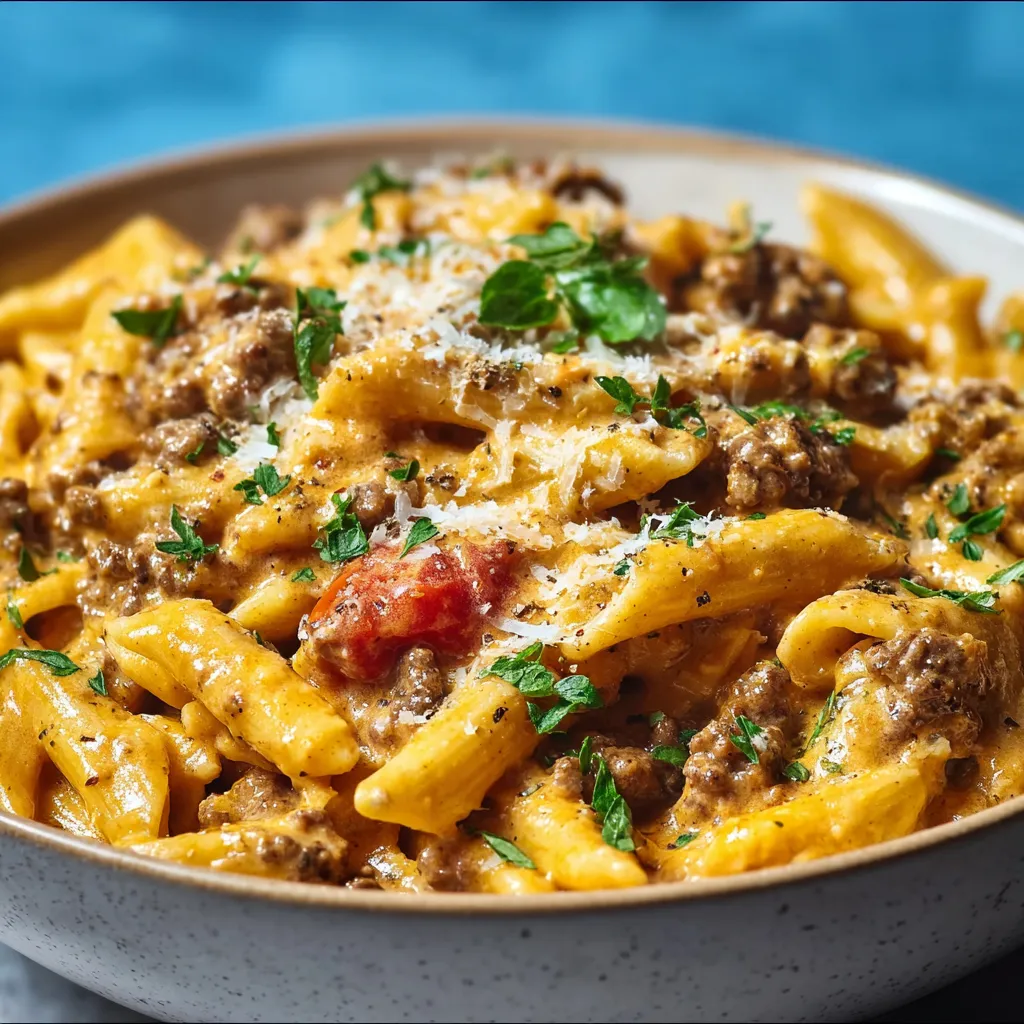 HIGH PROTEIN CREAMY BEEF PASTA EASY