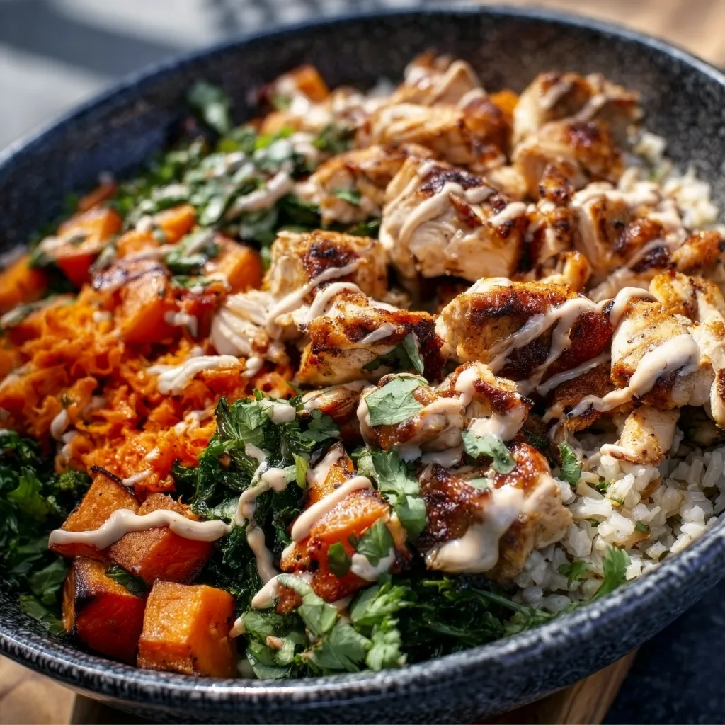 Alt text for featured image about Chicken Sweet Potato Rice Bowl